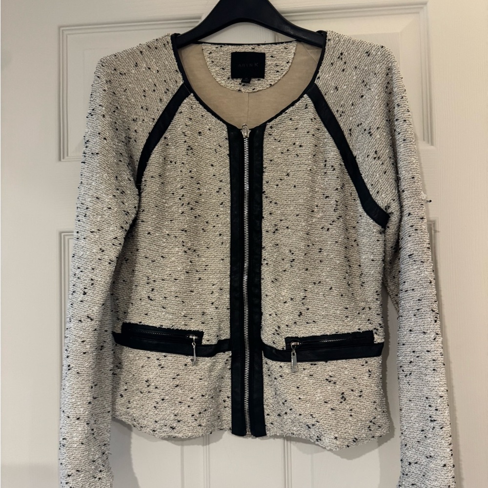 Aryn K Black and White Blazer Knit Suit Jacket